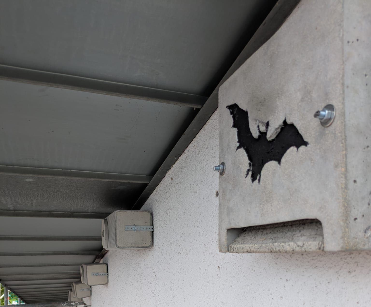 Fledermauskasten an der Dreifachturnhalle - Foto Peter Fritsch