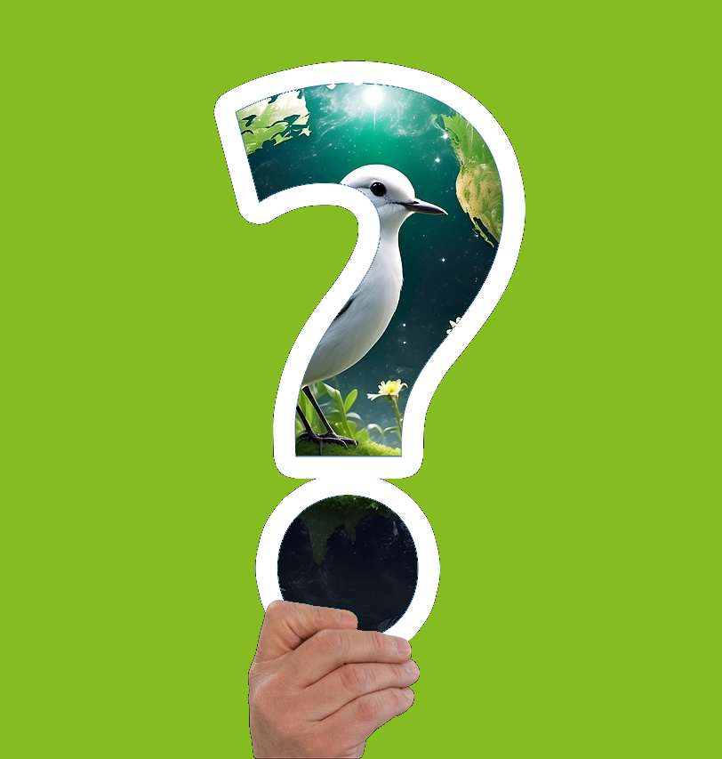 Fragezeichen mit Umweltmotiv als Symbol für Umweltquiz